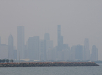 New York, Chicago und andere US-St&auml;dte, die durch kanadische Waldbr&auml;nde von Rauch bedeckt sind